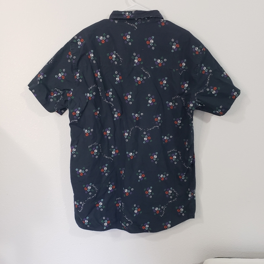 HARLEY-DAVIDSON Men's Navy Floral Aloha Collared Button Down Shirt Size XXL - Picture 2 of 15